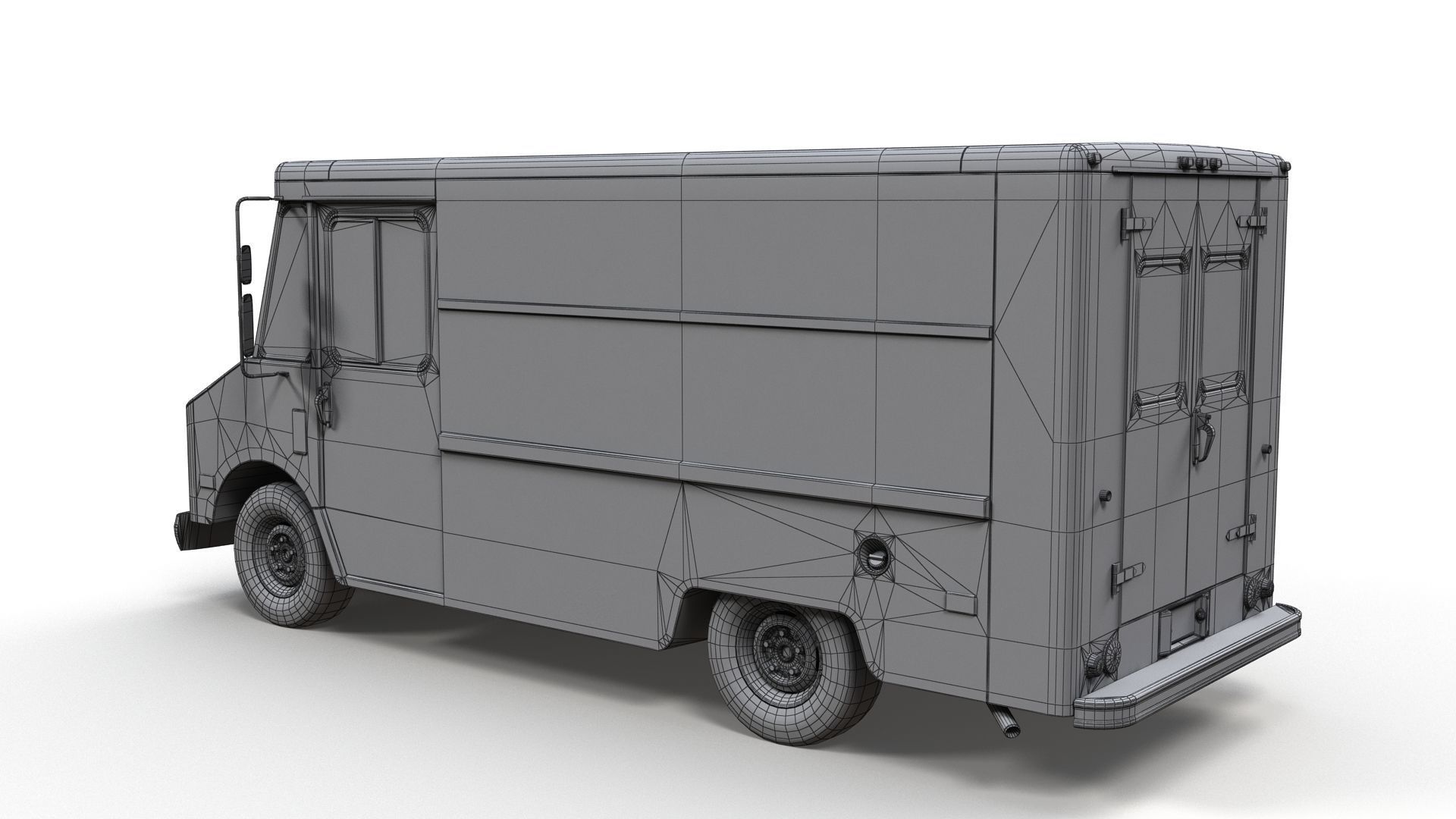 Vintage industrial boxvan Low-poly 3D model_20