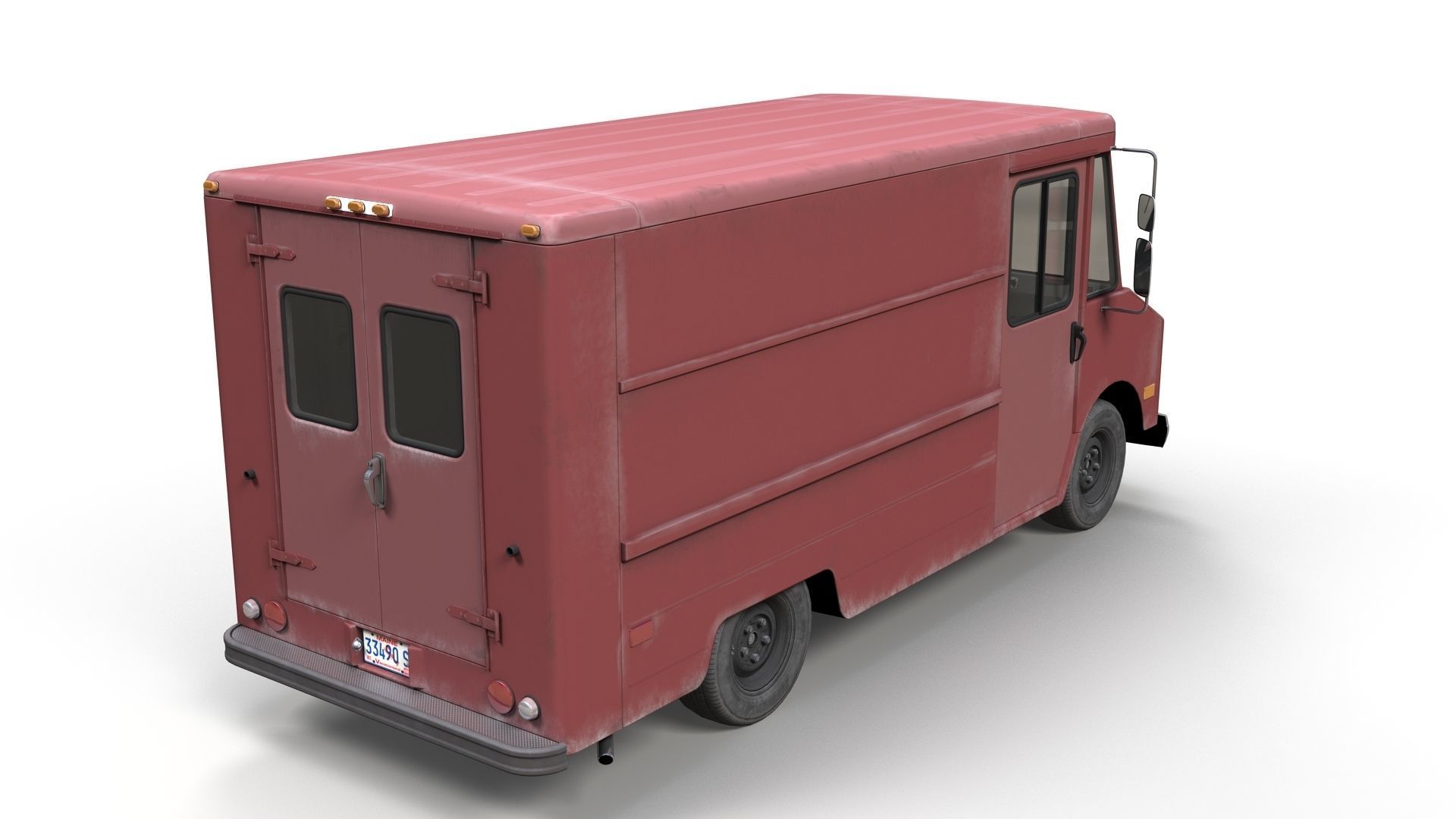 Vintage industrial boxvan Low-poly 3D model_2