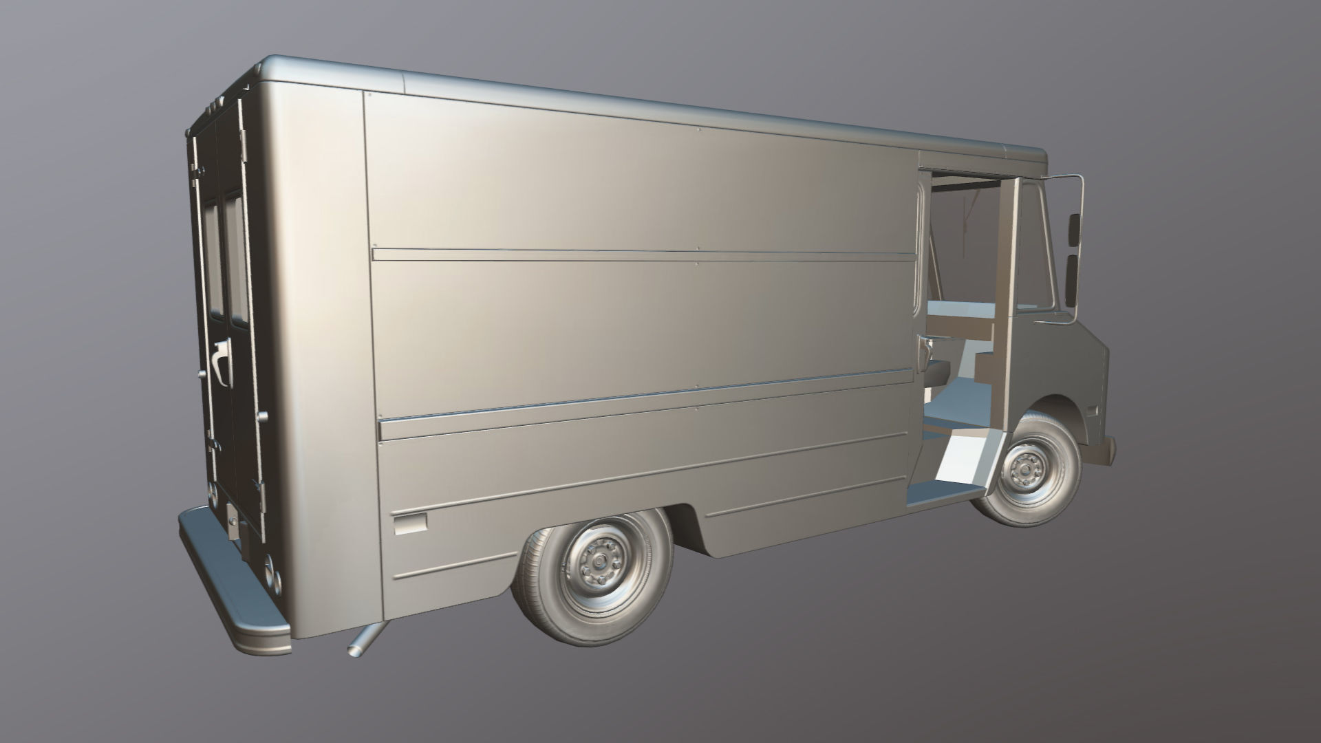 Vintage industrial boxvan Low-poly 3D model_40