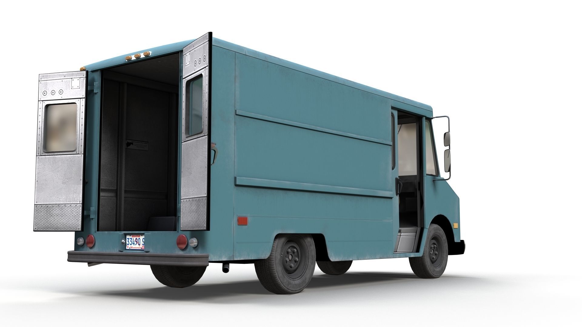 Vintage industrial boxvan Low-poly 3D model_14