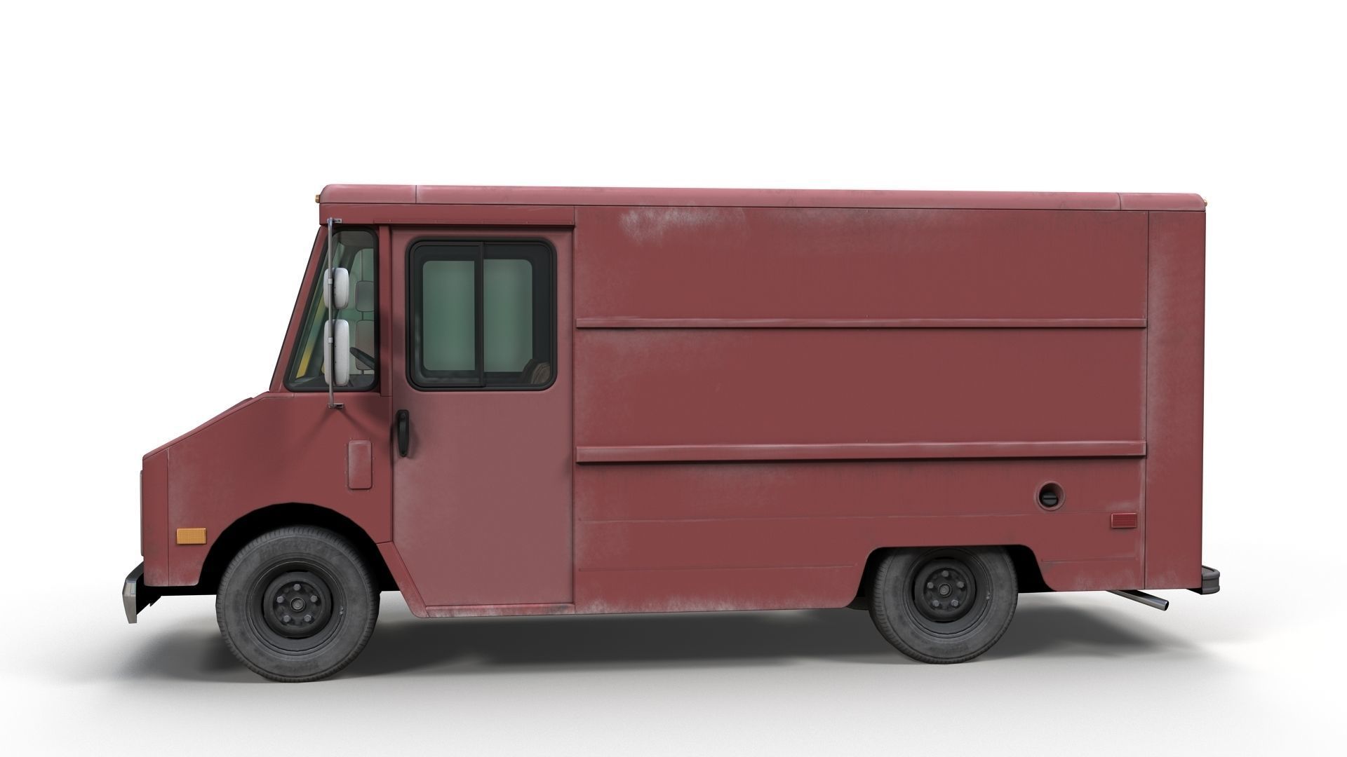 Vintage industrial boxvan Low-poly 3D model_7