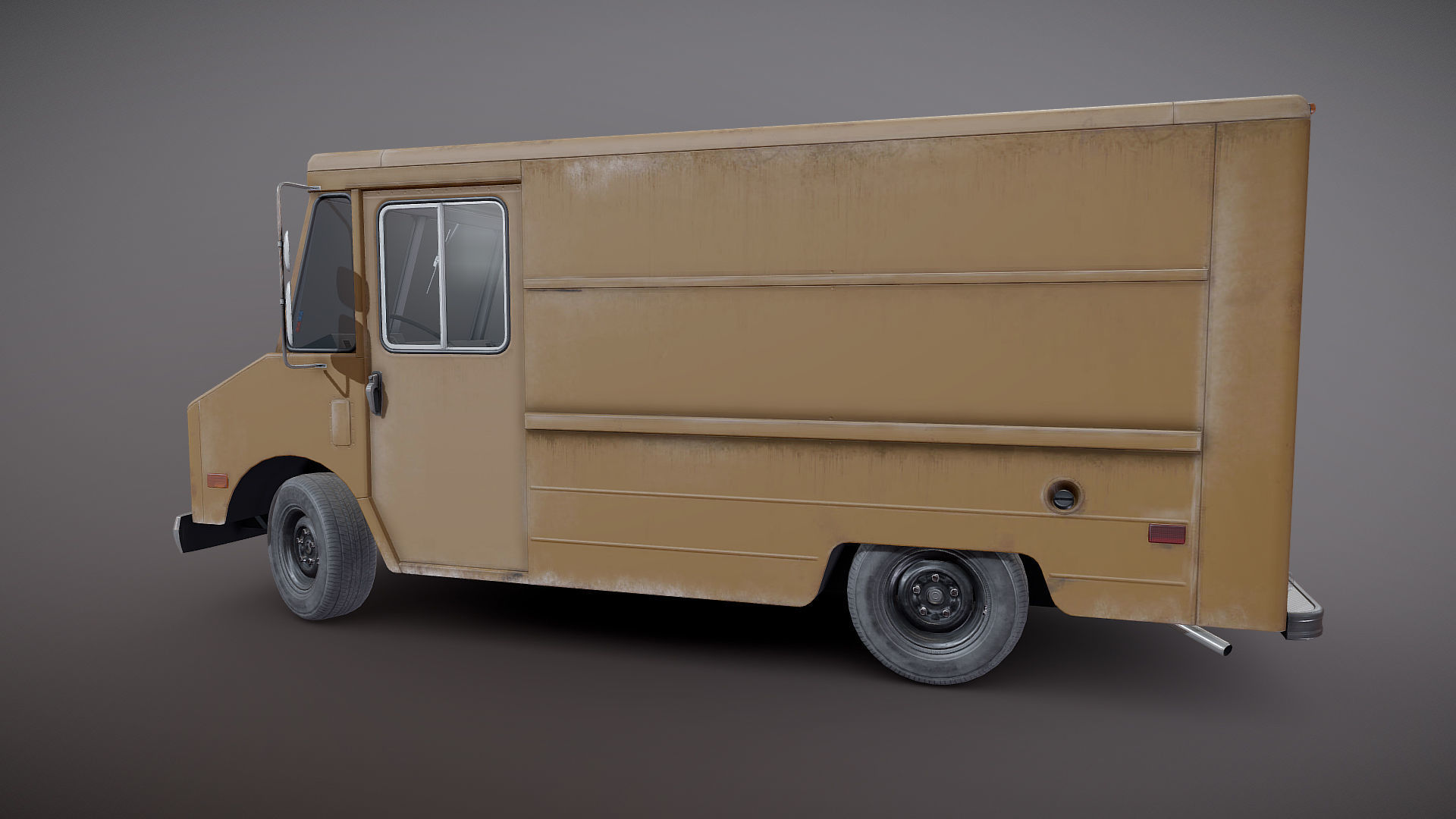 Vintage industrial boxvan Low-poly 3D model_29