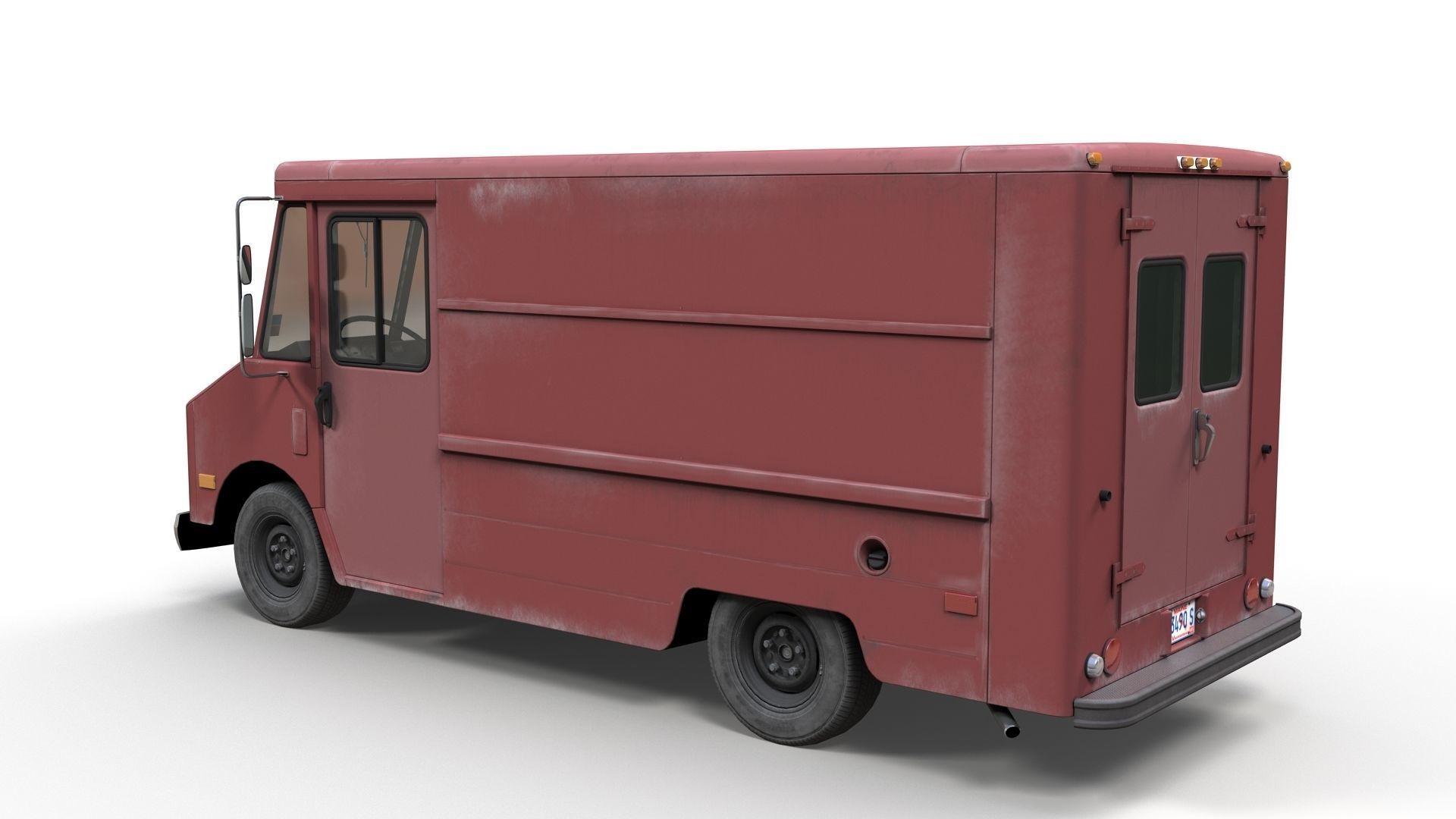 Vintage industrial boxvan Low-poly 3D model_4