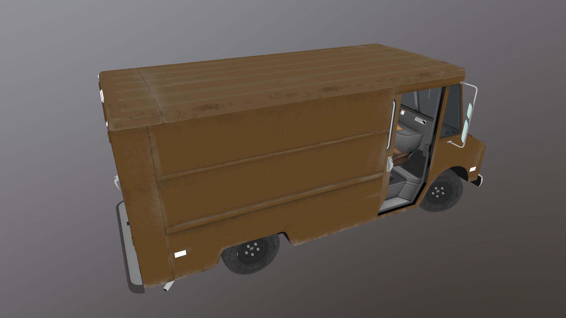 Vintage industrial boxvan Low-poly 3D model_39