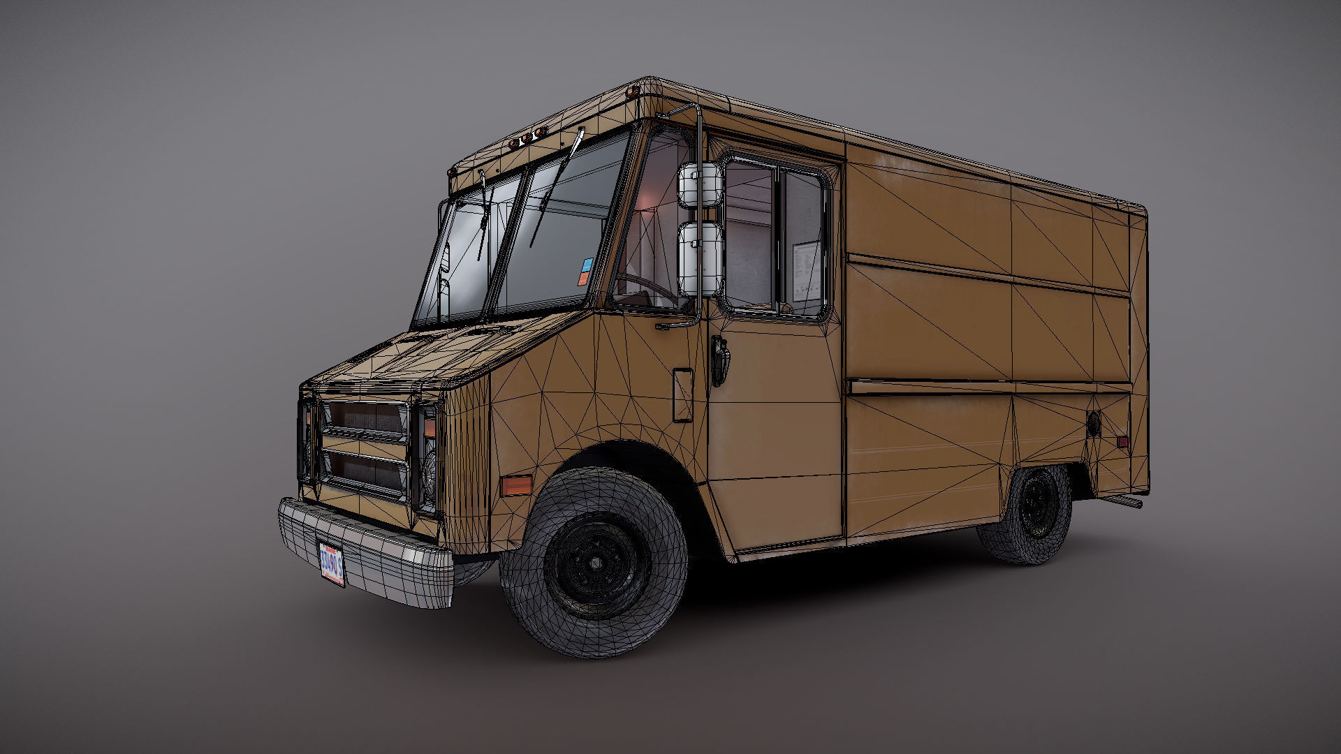 Vintage industrial boxvan Low-poly 3D model_38