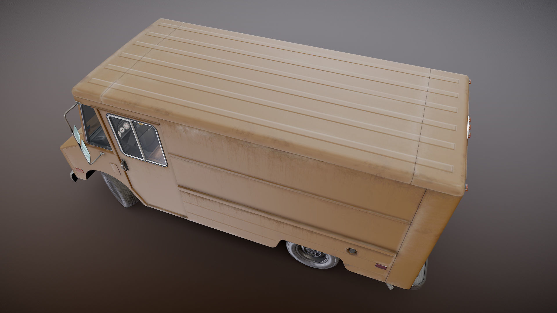 Vintage industrial boxvan Low-poly 3D model_30