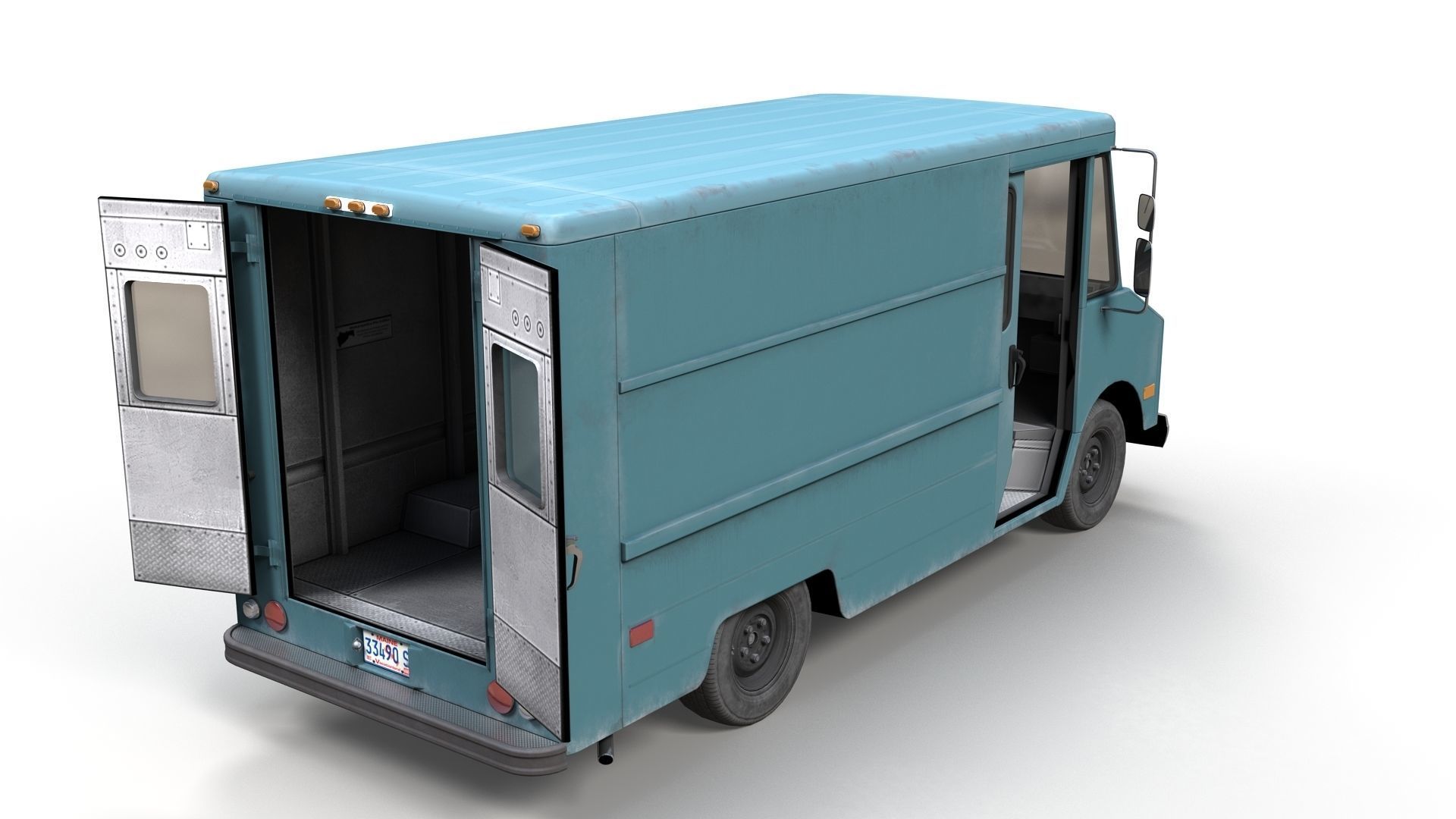 Vintage industrial boxvan Low-poly 3D model_10