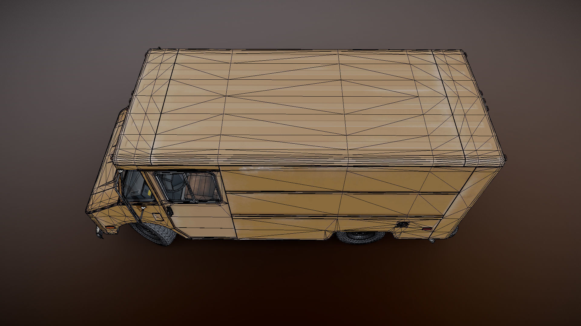 Vintage industrial boxvan Low-poly 3D model_37