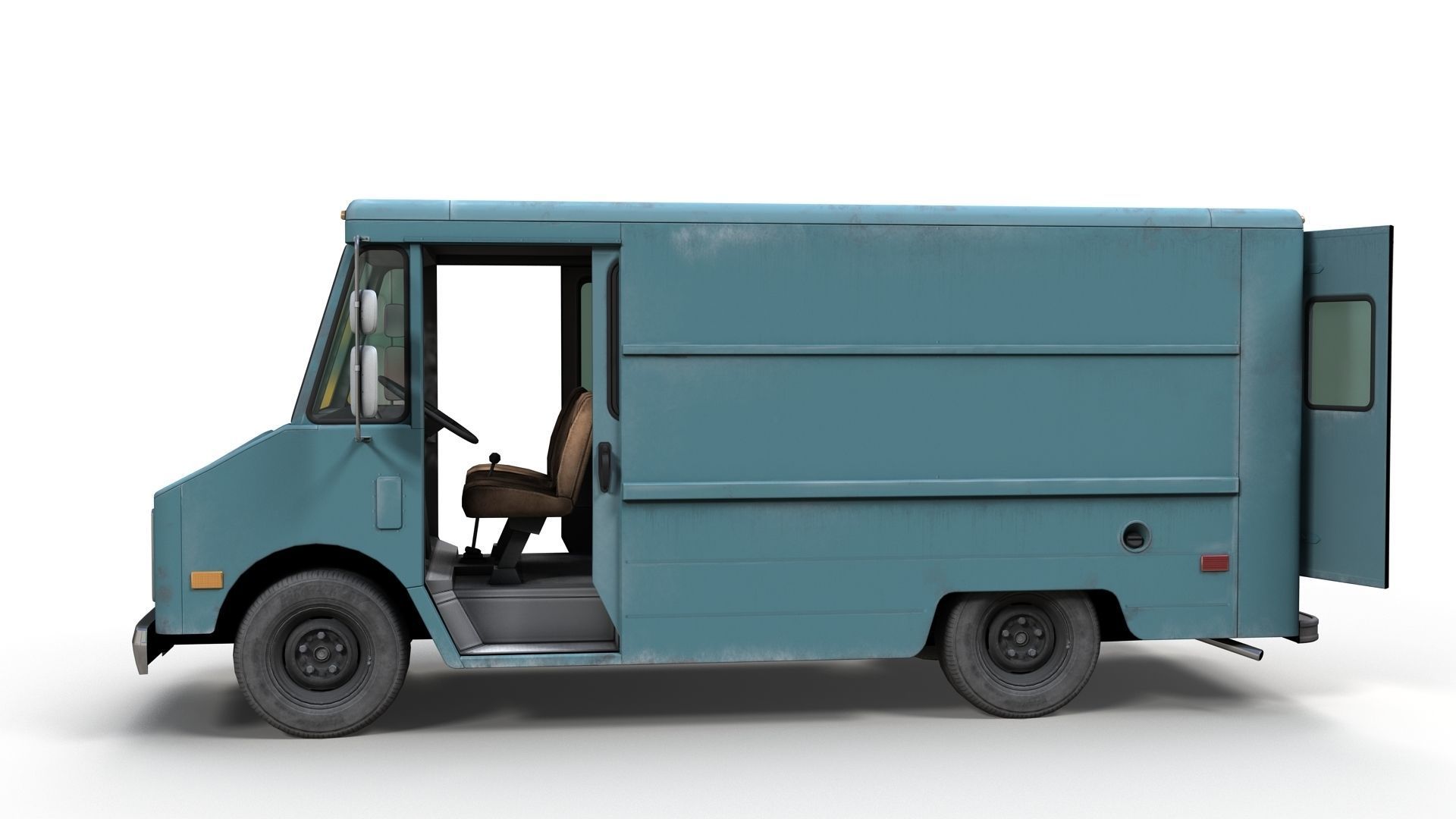 Vintage industrial boxvan Low-poly 3D model_15