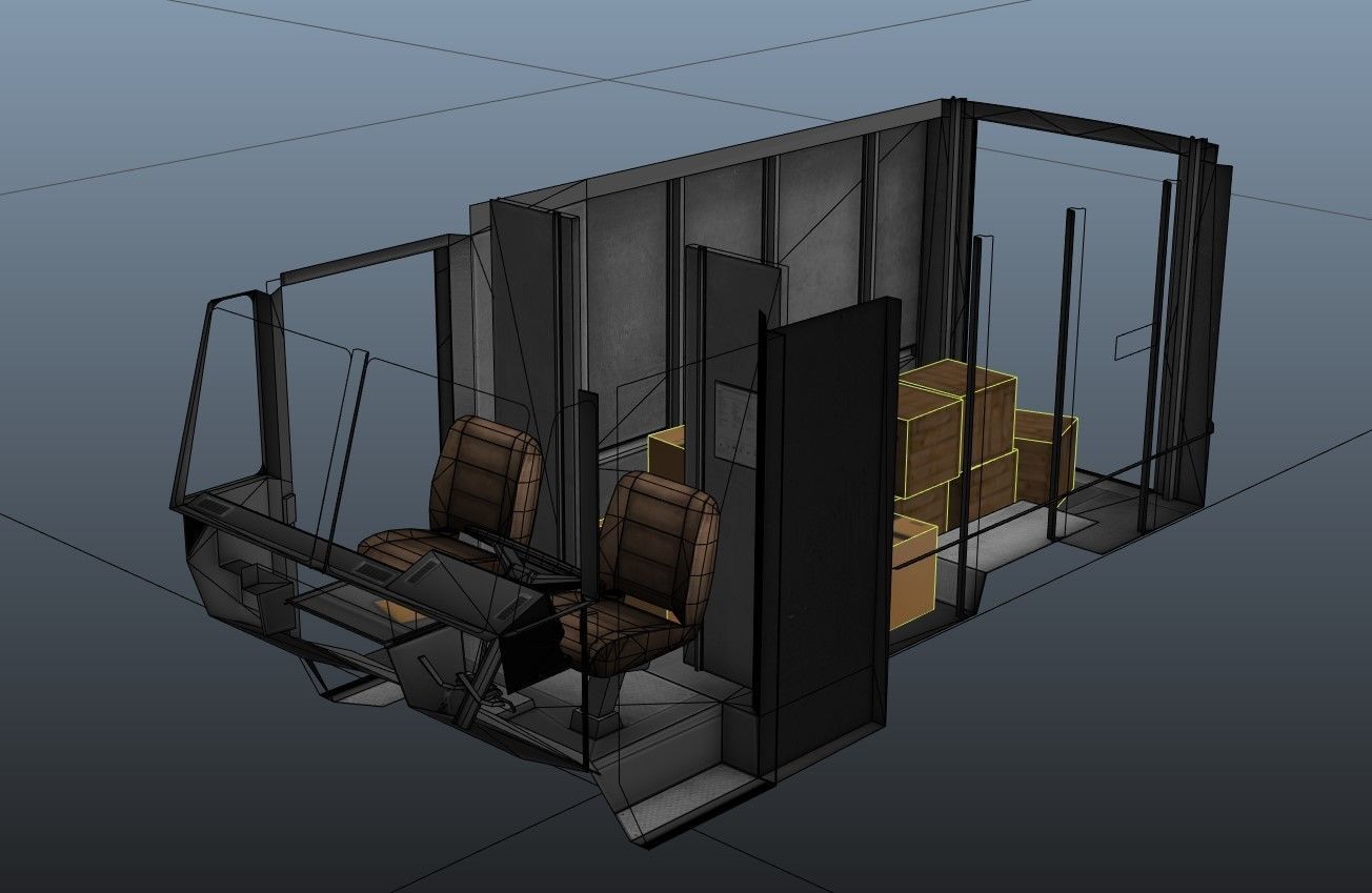 Vintage industrial boxvan Low-poly 3D model_48