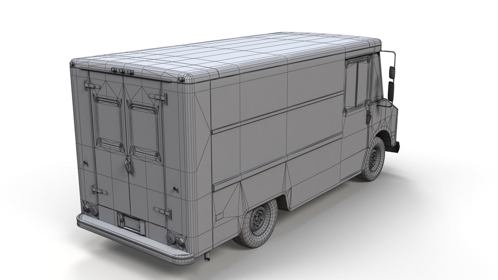 Vintage industrial boxvan Low-poly 3D model_18