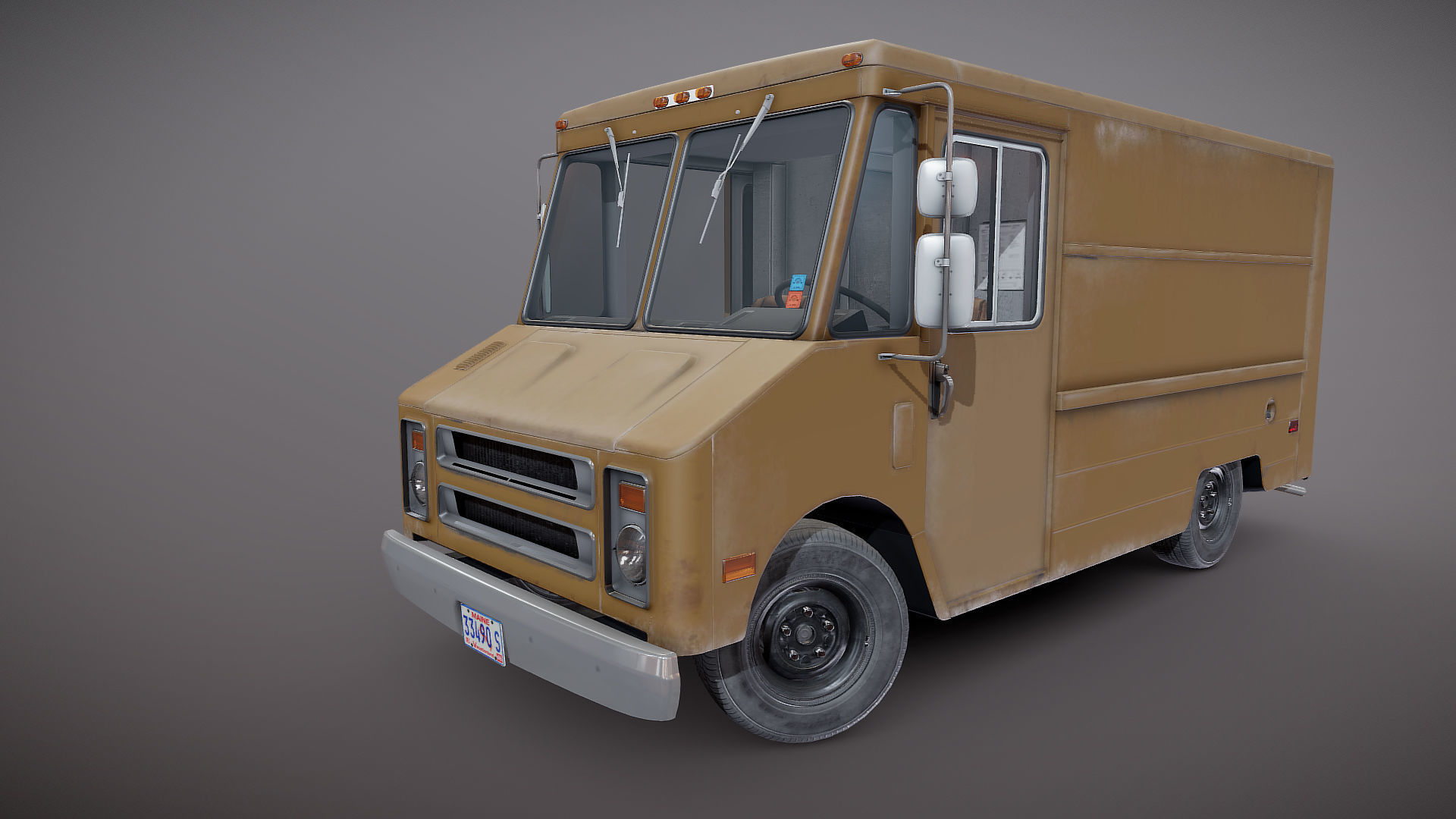 Vintage industrial boxvan Low-poly 3D model_28