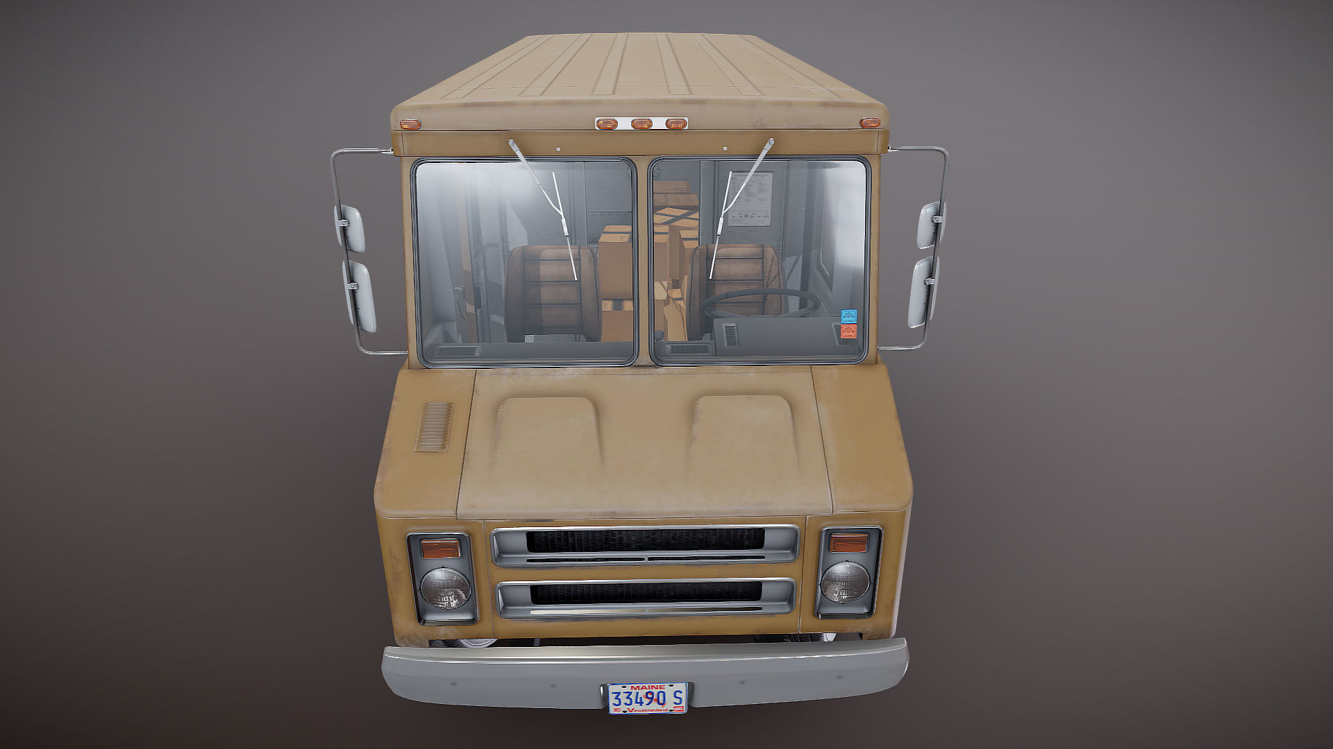 Vintage industrial boxvan Low-poly 3D model_35