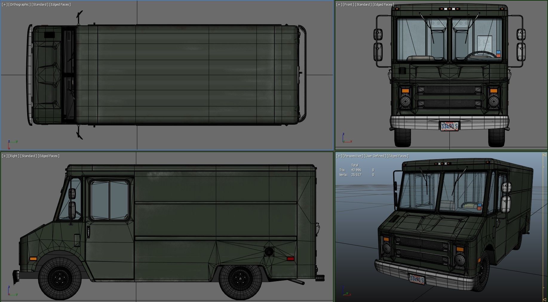 Vintage industrial boxvan Low-poly 3D model_47