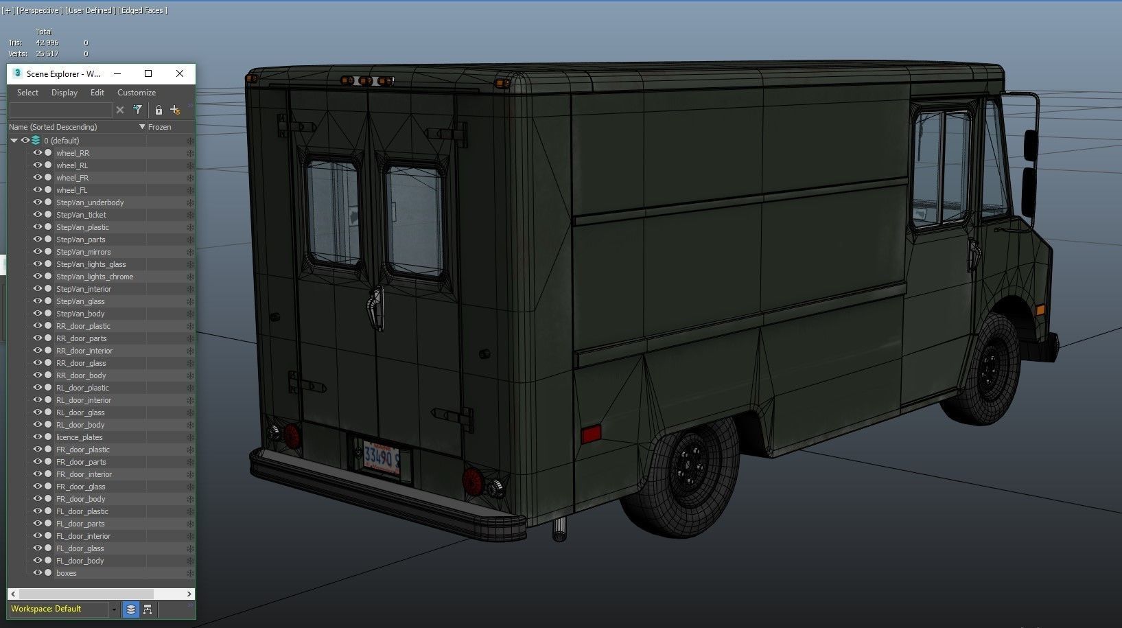 Vintage industrial boxvan Low-poly 3D model_46