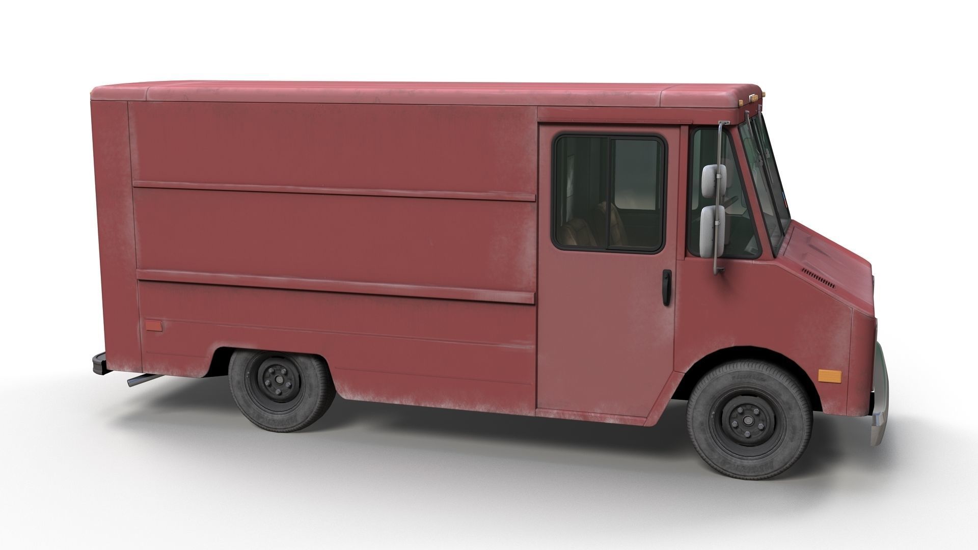 Vintage industrial boxvan Low-poly 3D model_3