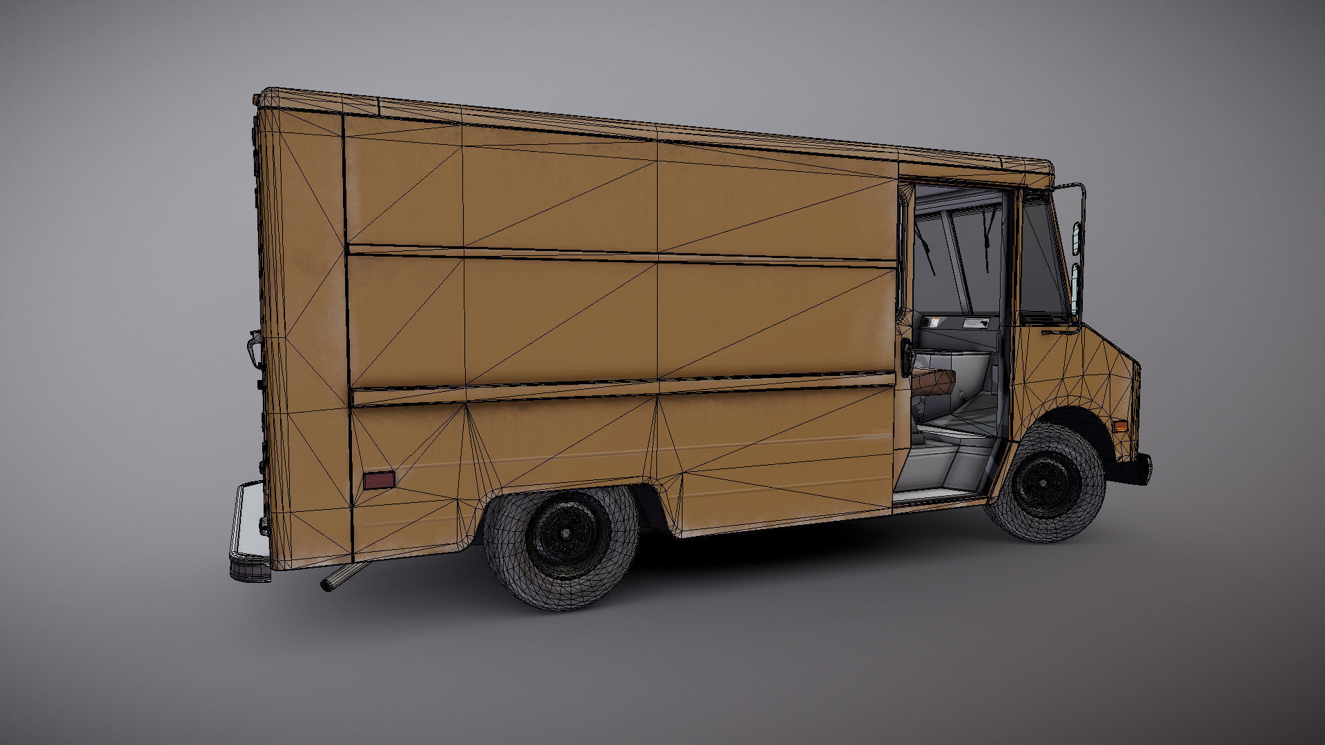 Vintage industrial boxvan Low-poly 3D model_41