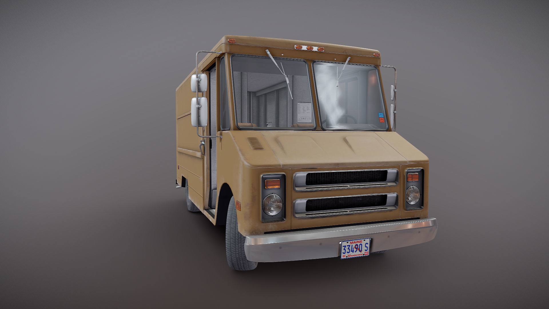 Vintage industrial boxvan Low-poly 3D model_25