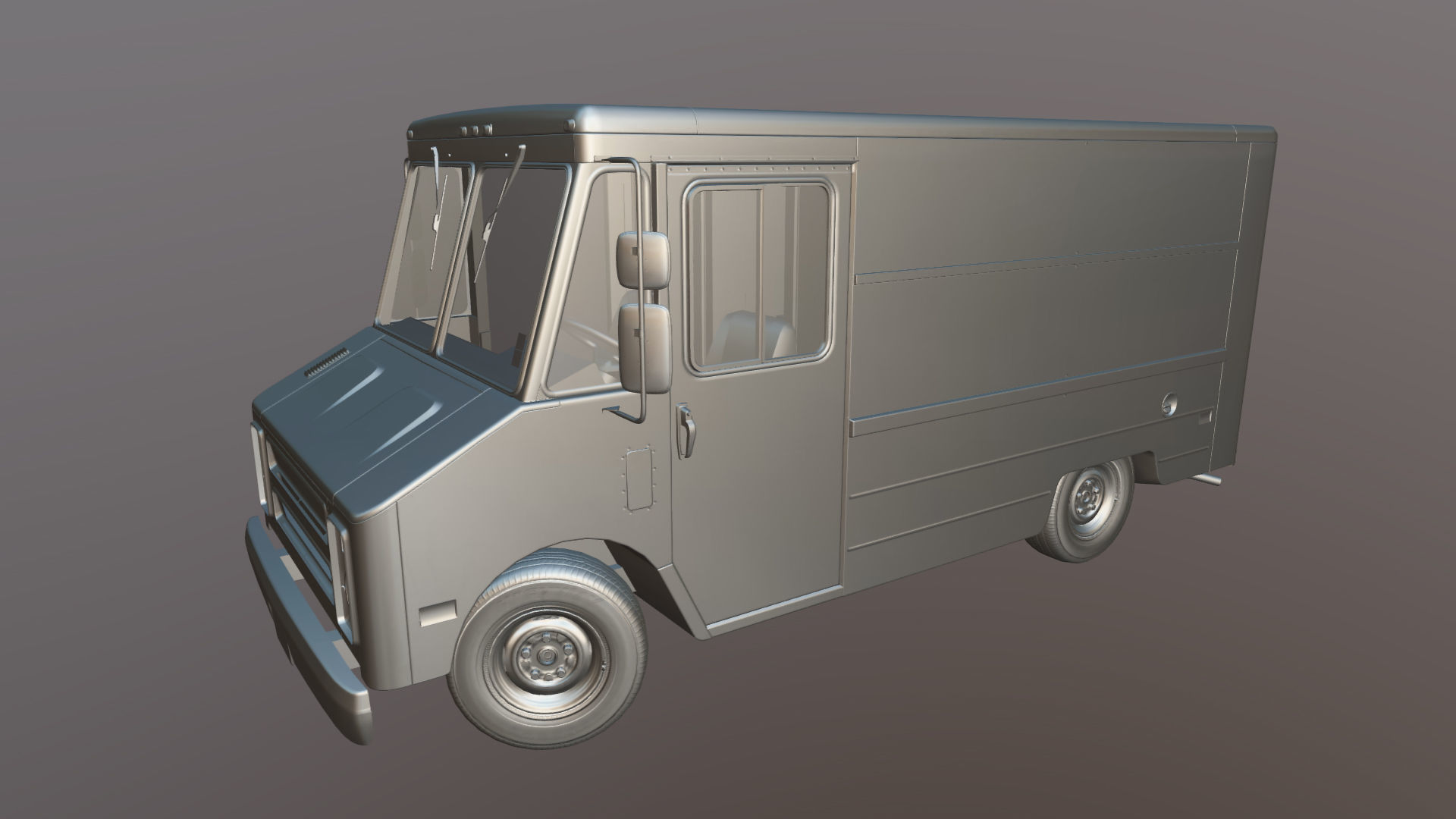Vintage industrial boxvan Low-poly 3D model_36