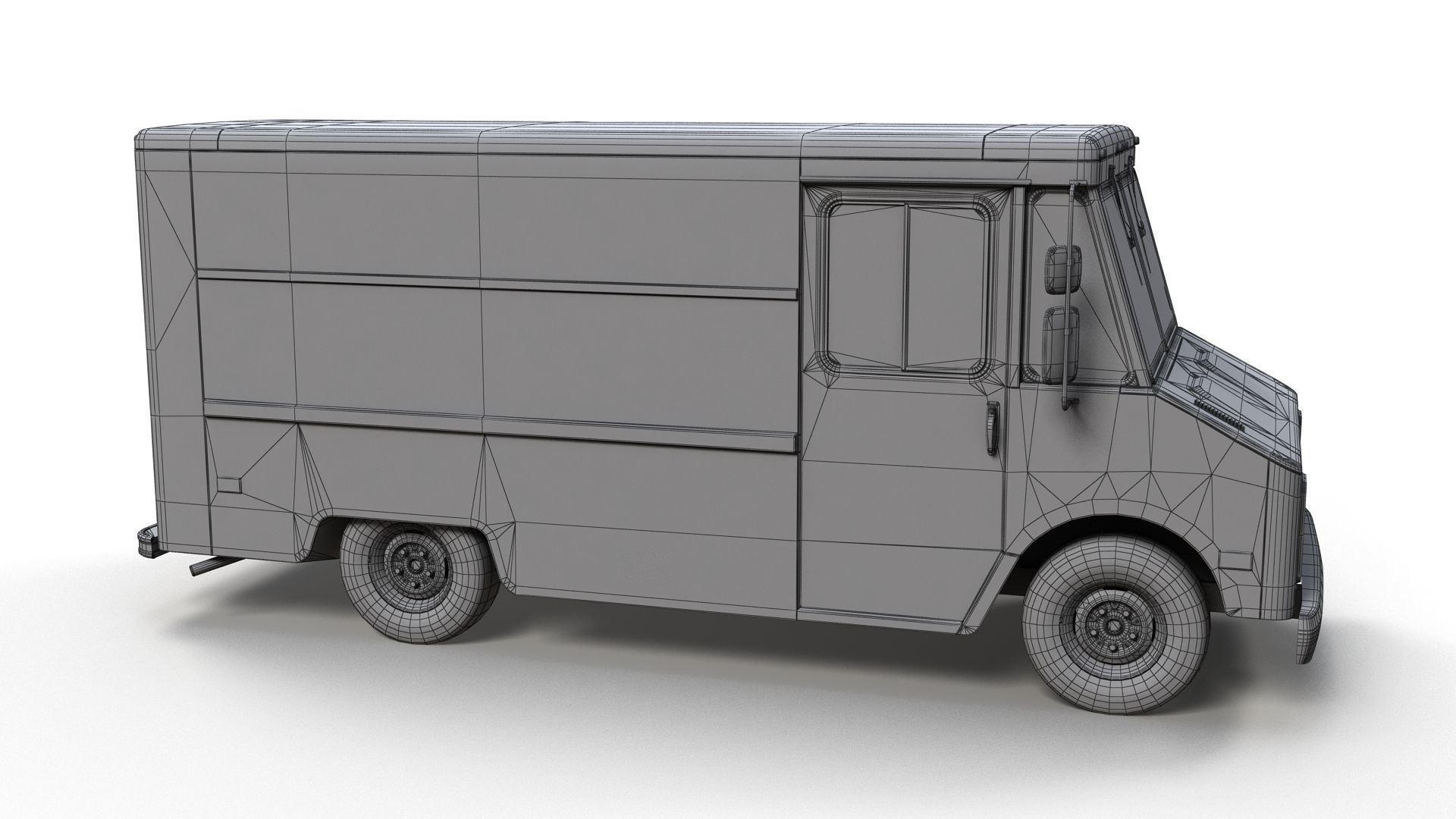 Vintage industrial boxvan Low-poly 3D model_19