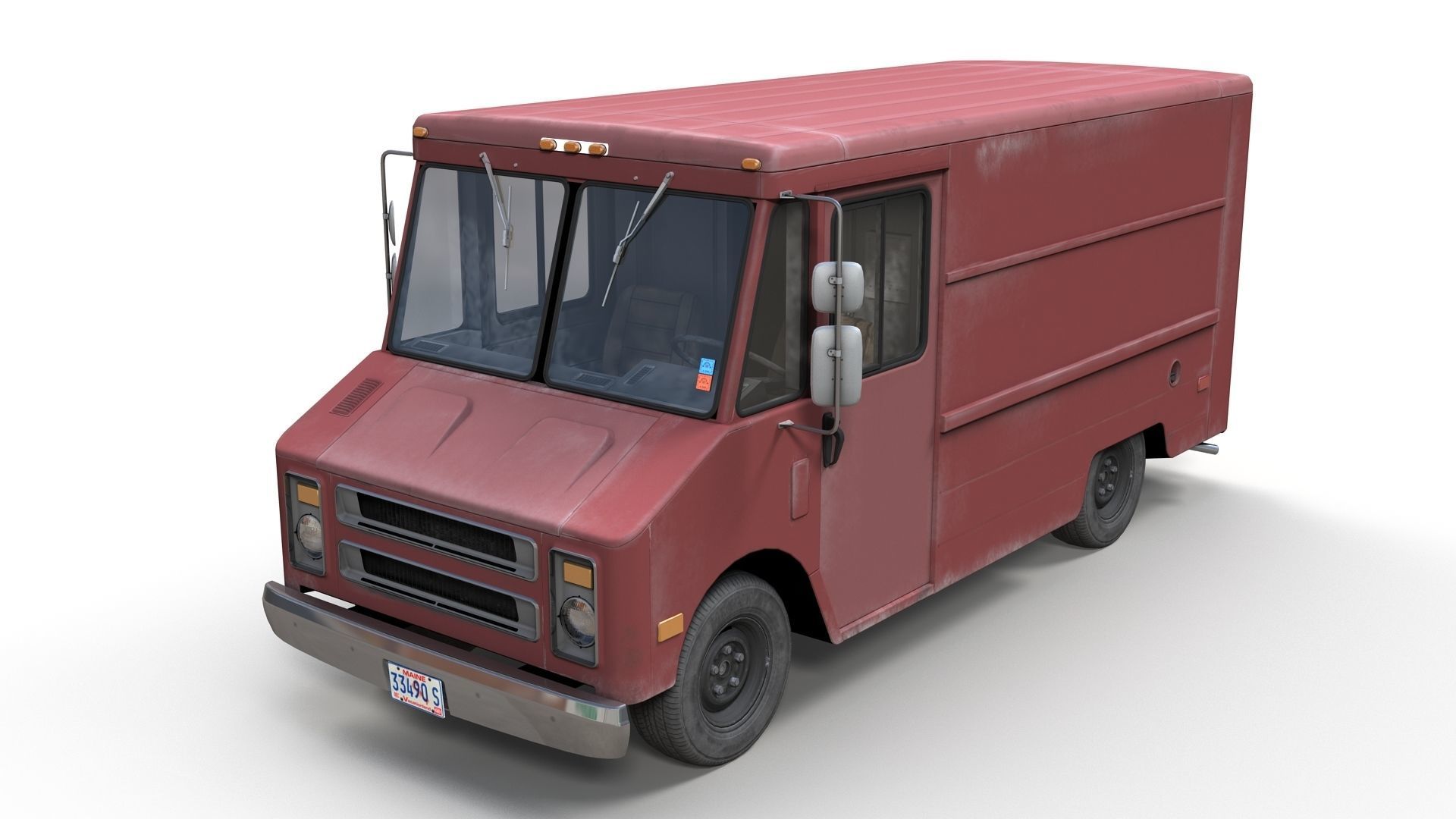 Vintage industrial boxvan Low-poly 3D model_1