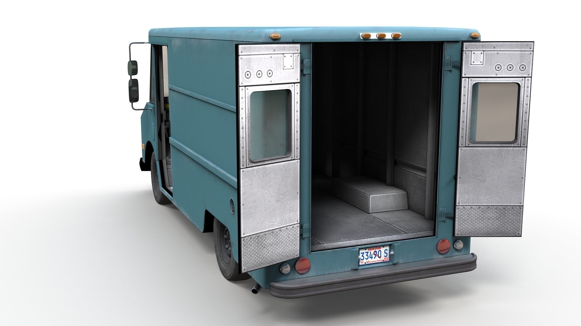 Vintage industrial boxvan Low-poly 3D model_16