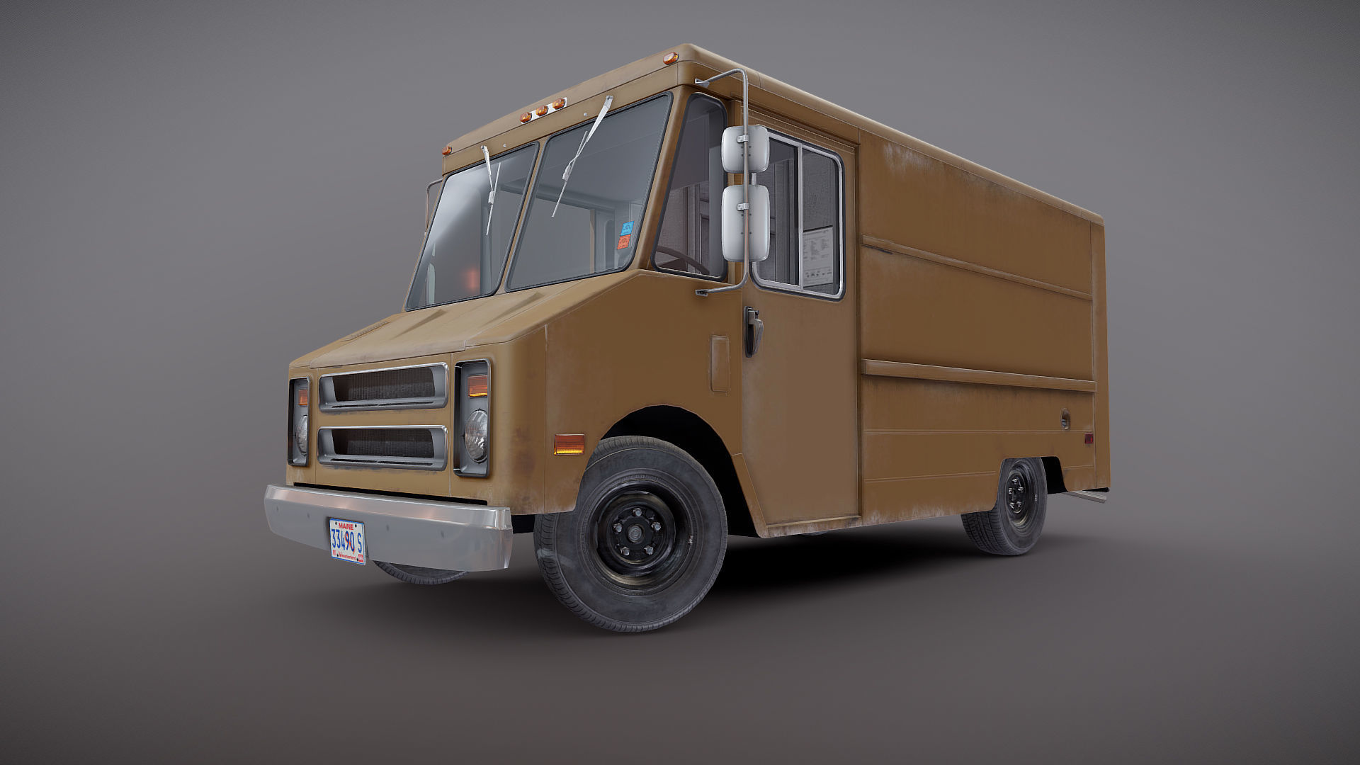 Vintage industrial boxvan Low-poly 3D model_33