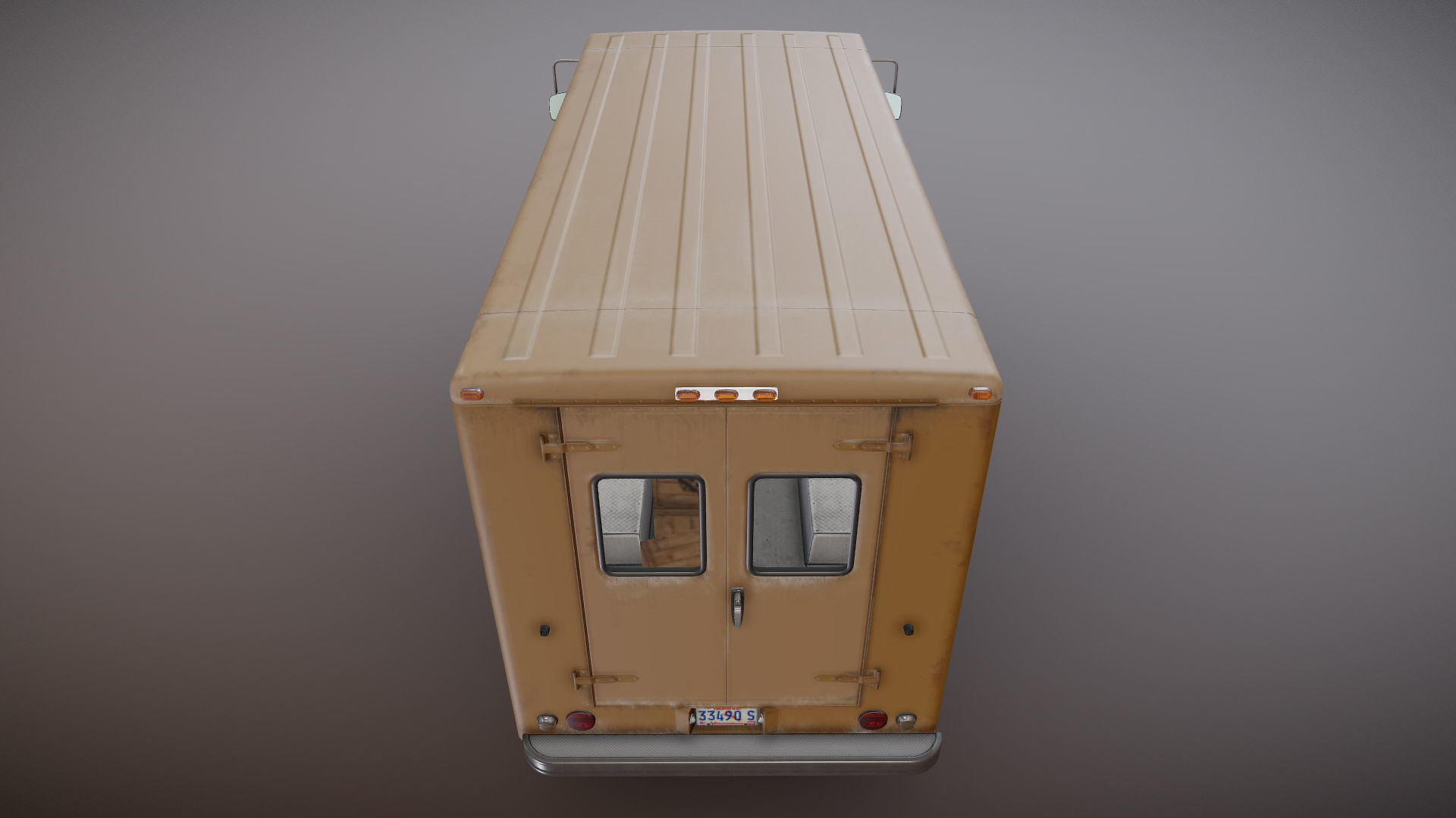 Vintage industrial boxvan Low-poly 3D model_32