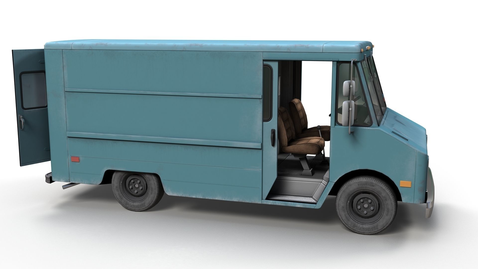 Vintage industrial boxvan Low-poly 3D model_11