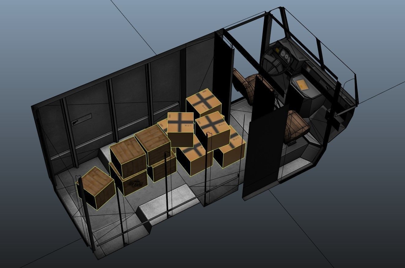 Vintage industrial boxvan Low-poly 3D model_49