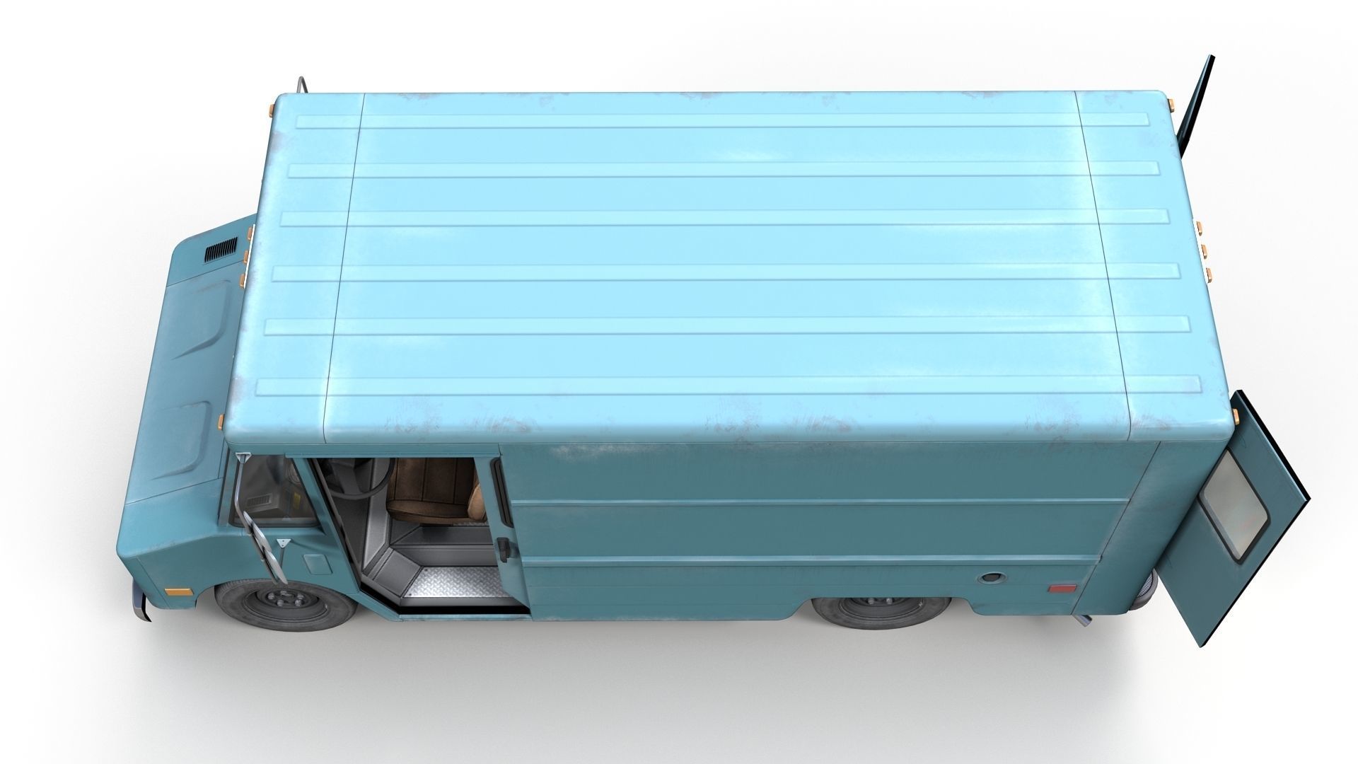 Vintage industrial boxvan Low-poly 3D model_13