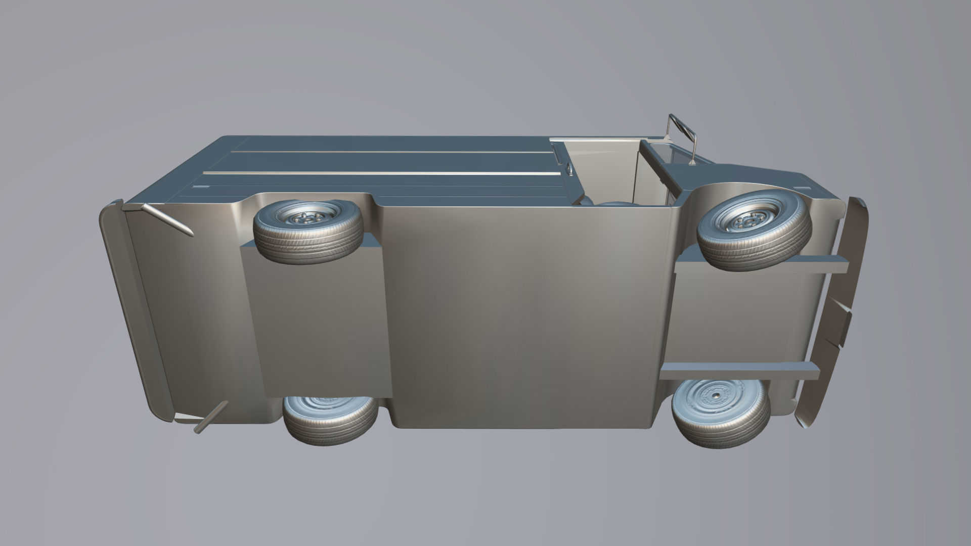 Vintage industrial boxvan Low-poly 3D model_42