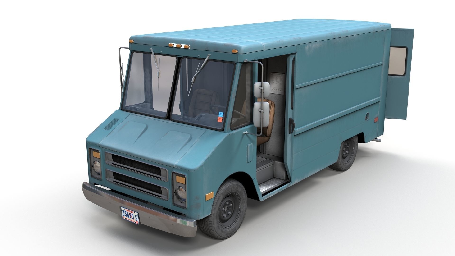 Vintage industrial boxvan Low-poly 3D model_9