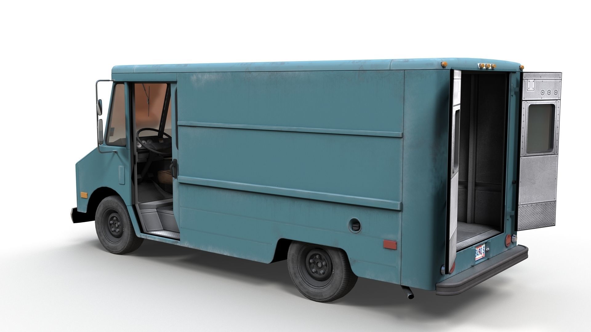 Vintage industrial boxvan Low-poly 3D model_12