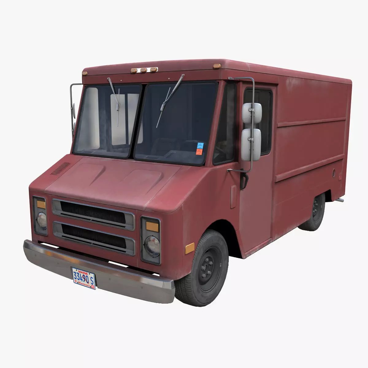 Vintage industrial boxvan Low-poly 3D model_0