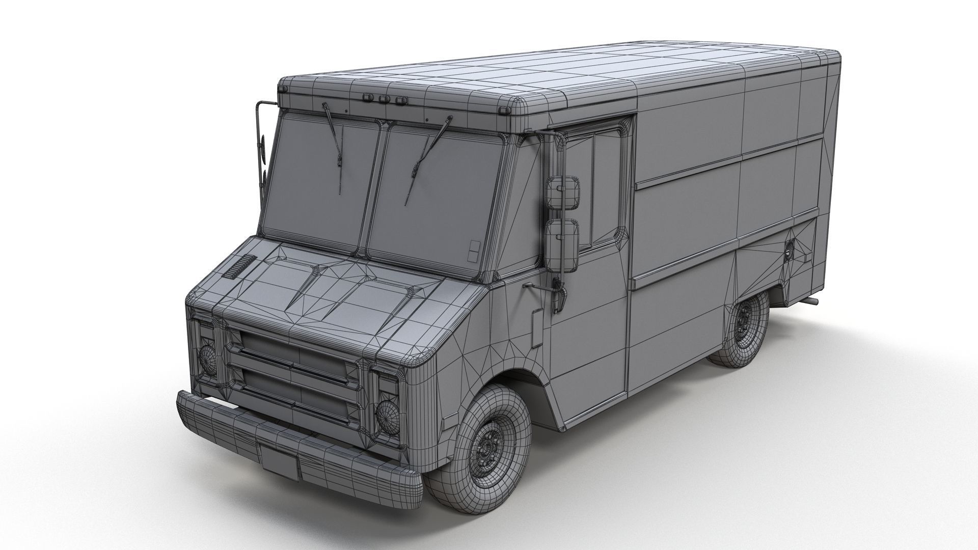 Vintage industrial boxvan Low-poly 3D model_17