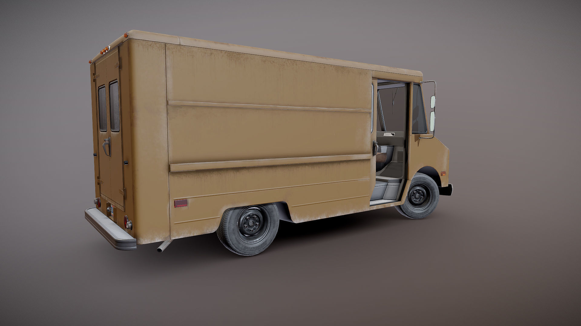 Vintage industrial boxvan Low-poly 3D model_31
