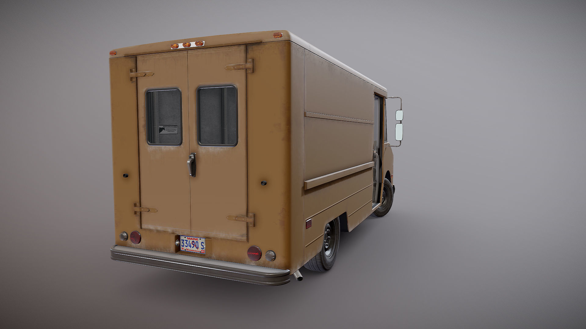 Vintage industrial boxvan Low-poly 3D model_26