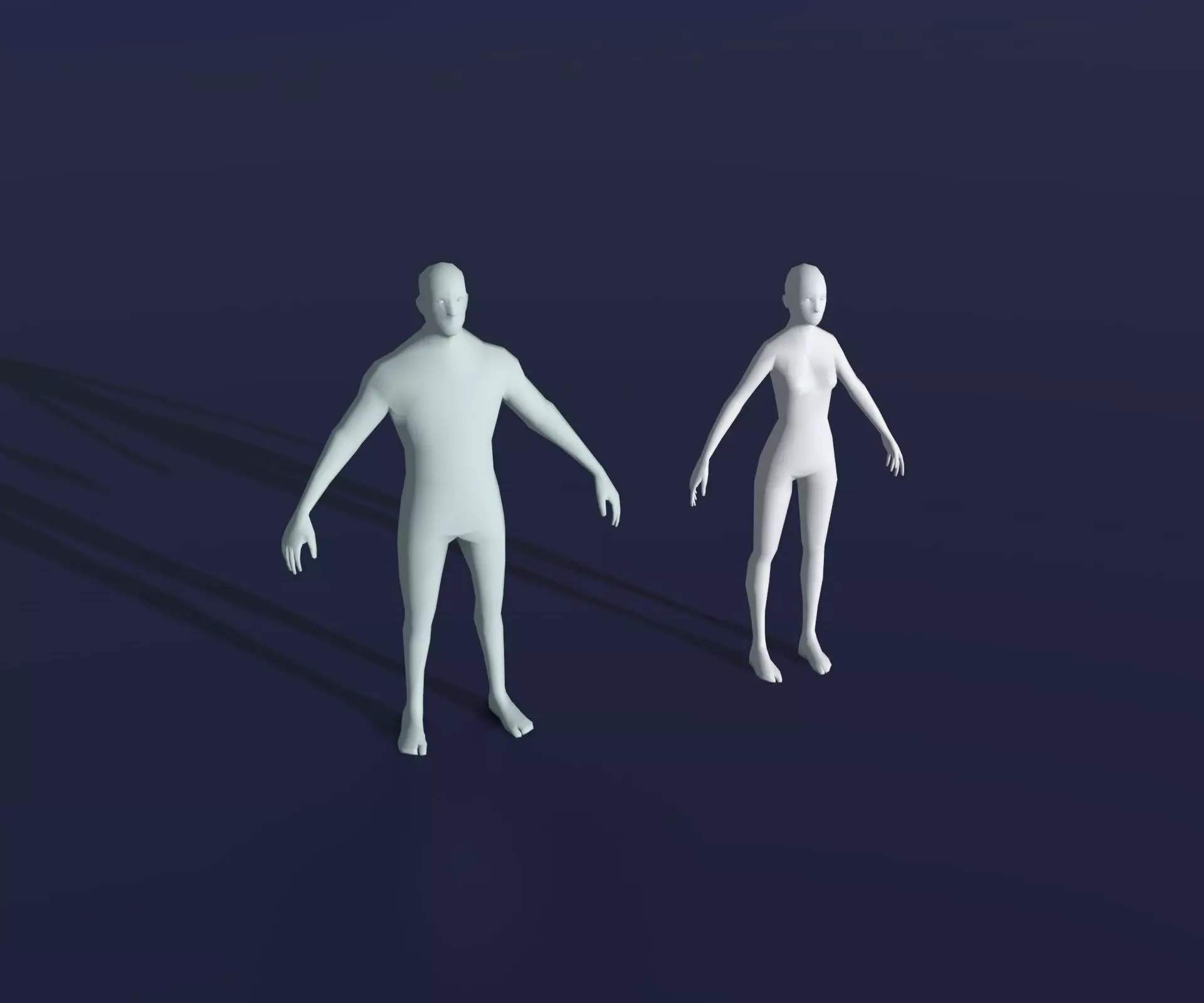 Male Female Body Base Mesh 28 Animations 3D Model 1k Polygons 3D Model Collection_0