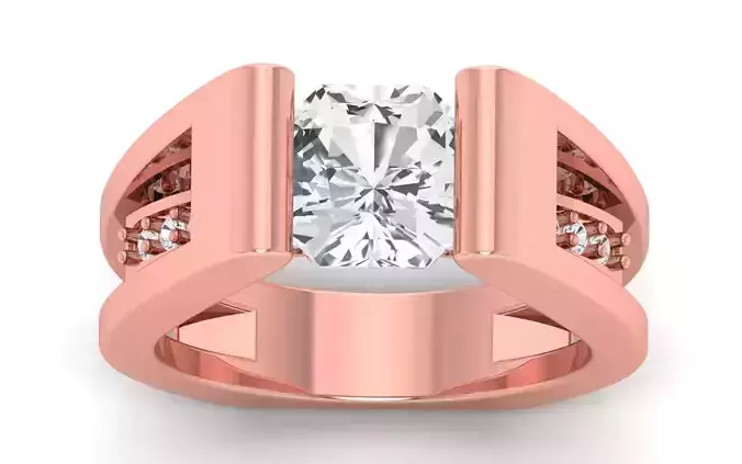 Solitaire Wedding Engagement Big Asscher Stone Ring 3D print model