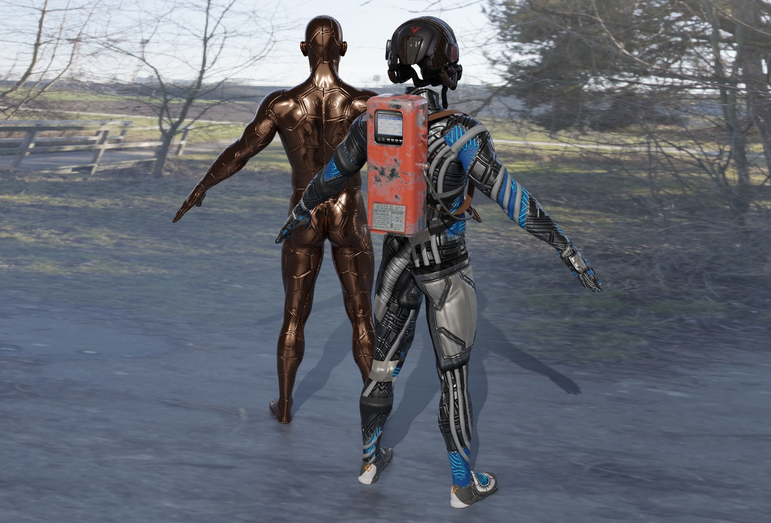 3D model of sci fi gas man with pack 3D model_2