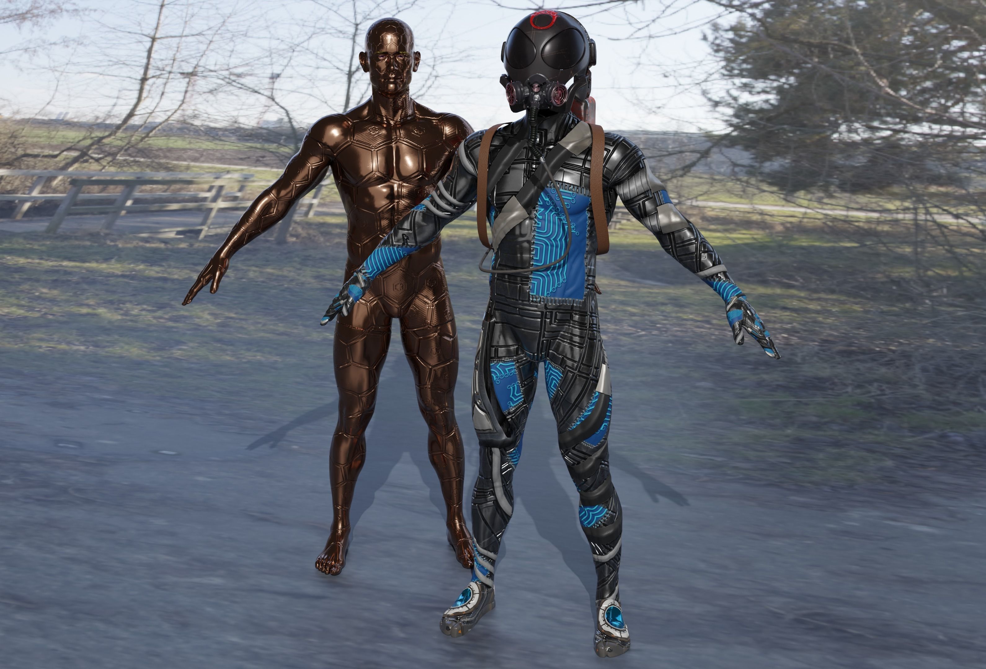 3D model of sci fi gas man with pack 3D model_1