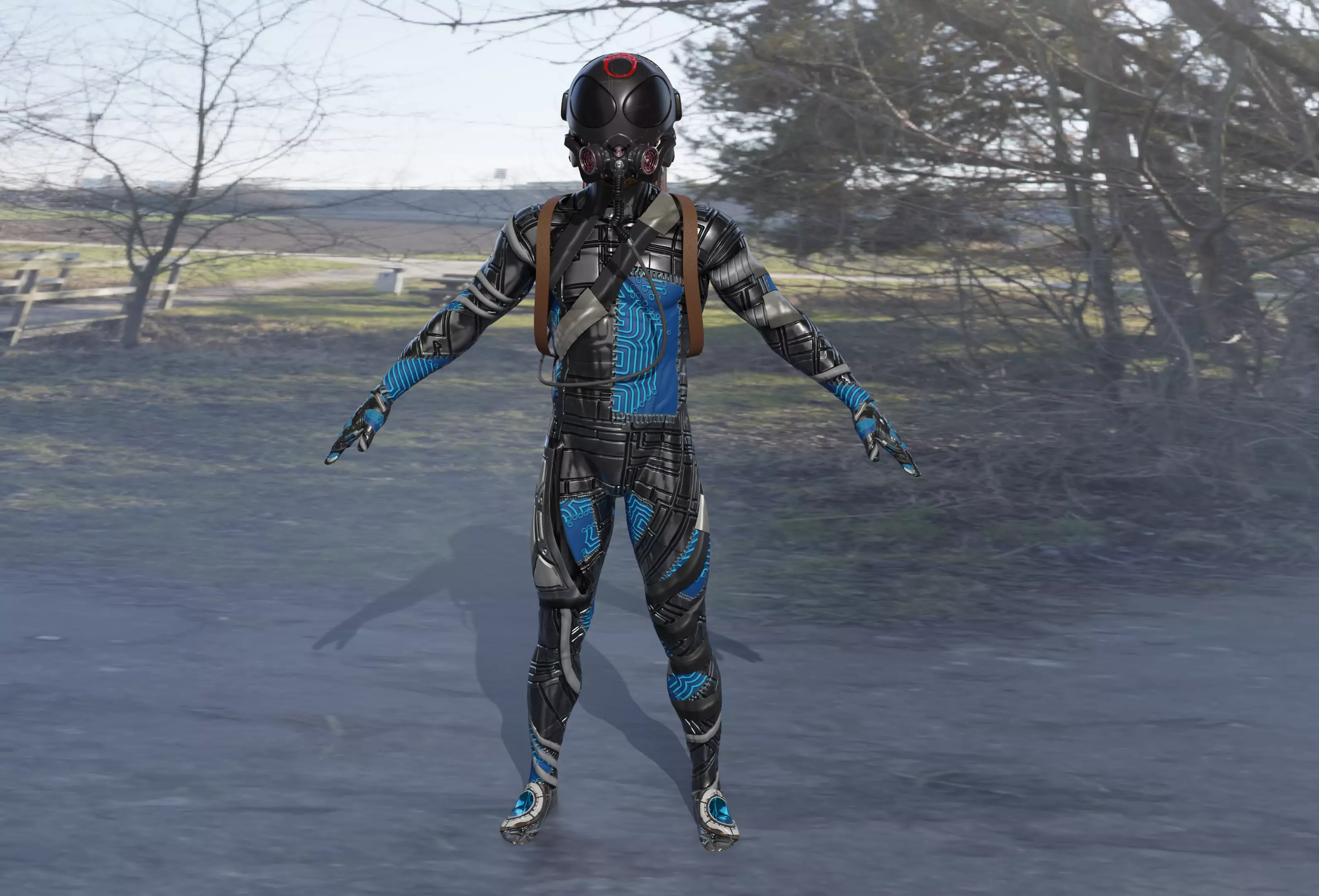 3D model of sci fi gas man with pack 3D model_0