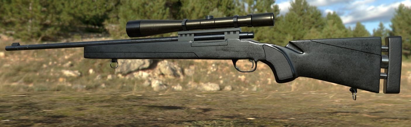 M2400 Sniper Rifle Low-poly 3D model_4