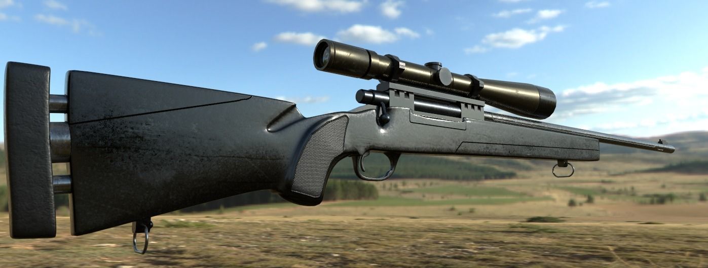M2400 Sniper Rifle Low-poly 3D model_2