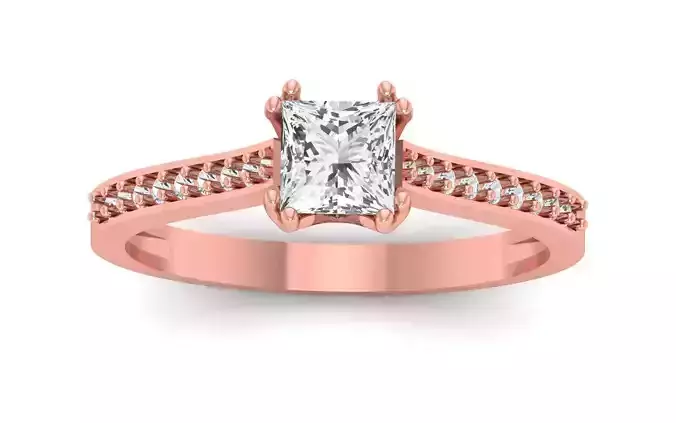 Solitaire Wedding Engagement WoMen Princess Stone Ring 3D print model
