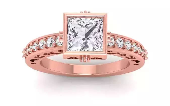 Solitaire Wedding Engagement WoMen Princess Stone Ring 3D print model