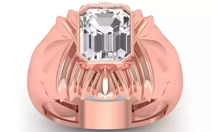 Solitaire Wedding Engagement Big Asscher Stone Ring 3D print model