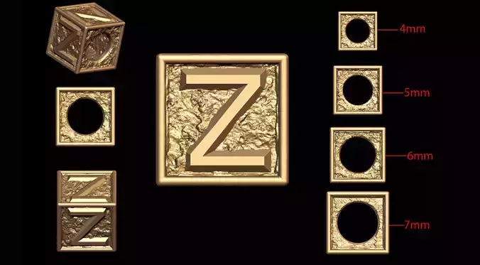 Z Letter Nugget Bracelet Bead in 4 sizes