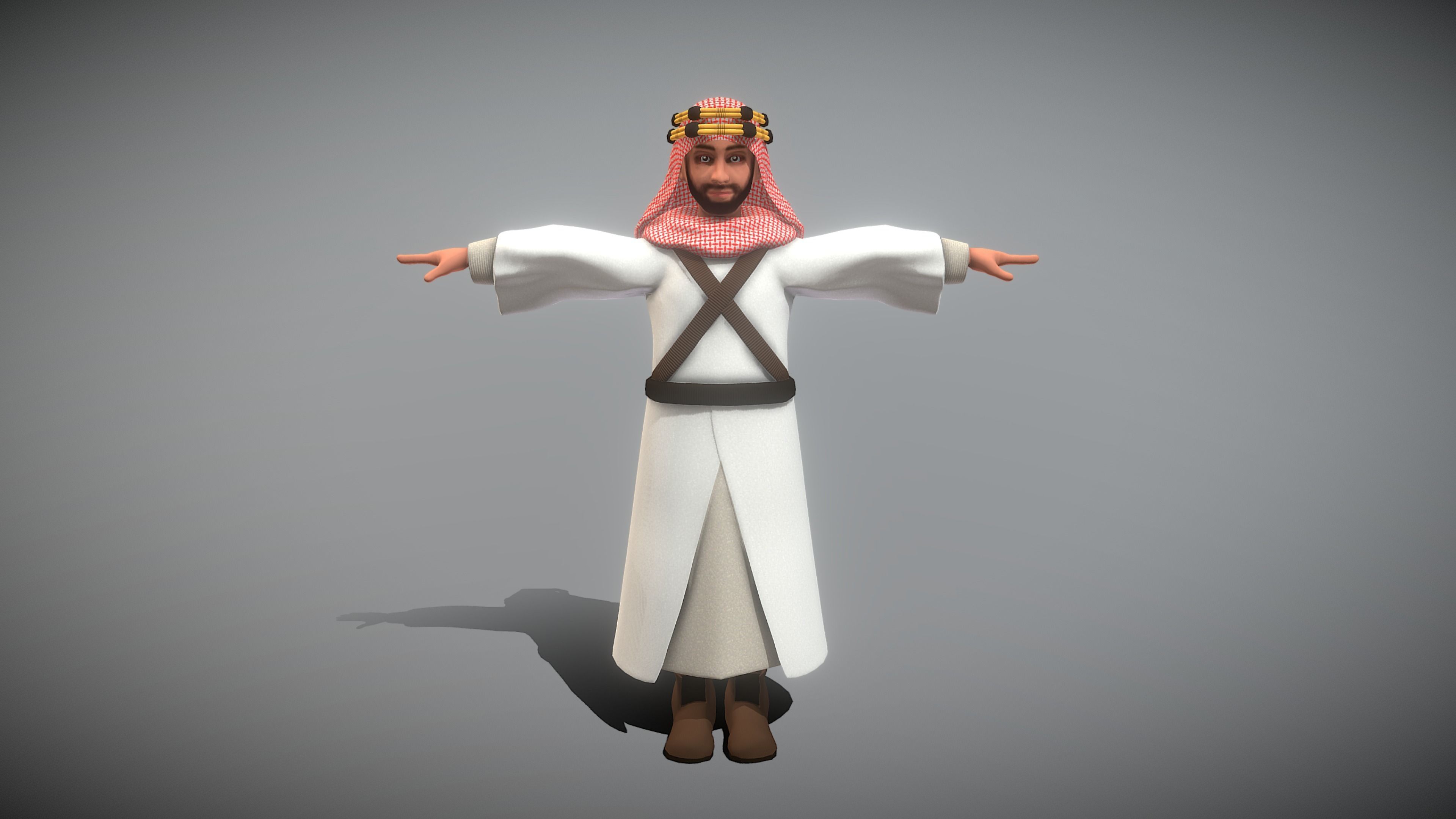 Arab Character Low-poly 3D model_2